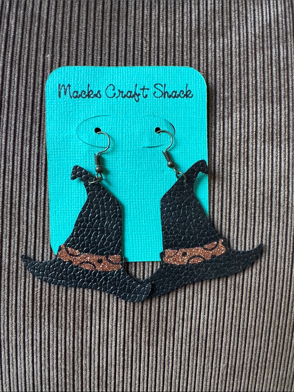 Black Witch Hat Earrings with Copper Band by